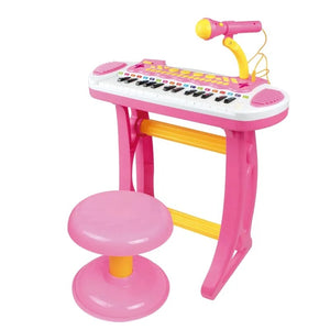 Qaba 31-Key Kids Toy Keyboard Piano with Stool, Microphone, Lights & Multiple Sounds