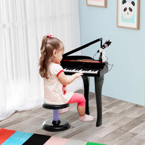 Qaba 37-Key Kids Piano Keyboard with Microphone, Stool, MP3, U-Disk, & Lights for Ages 3-6