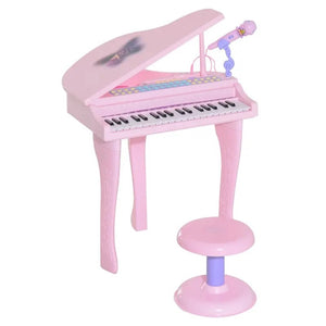 Qaba 37-Key Kids Piano Keyboard with Microphone, Stool, MP3, U-Disk, & Lights for Ages 3-6