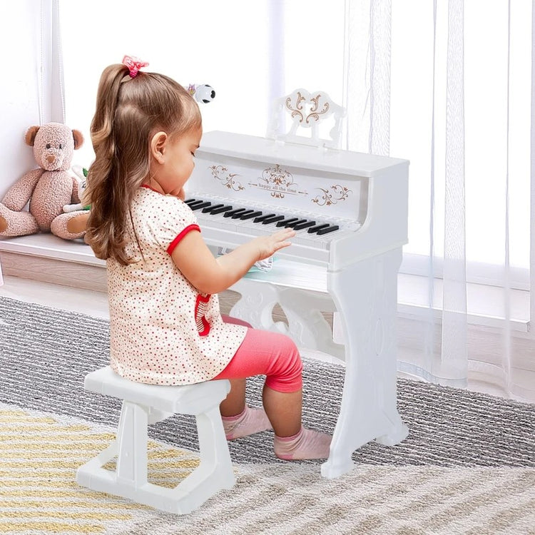Qaba 37-Key Kids Princess Piano Keyboard with Stool, MP3, Record, Light & Mic