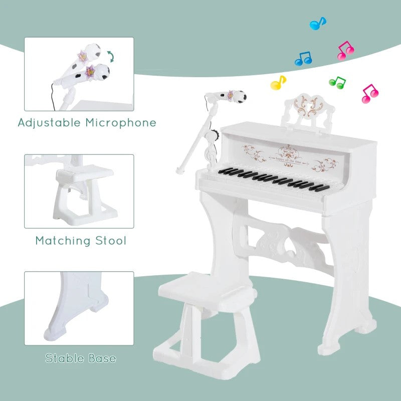 Qaba 37-Key Kids Princess Piano Keyboard with Stool, MP3, Record, Light & Mic
