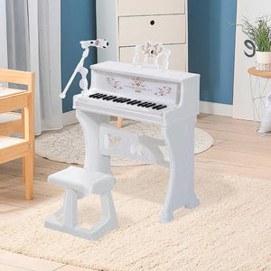 Qaba 37-Key Kids Princess Piano Keyboard with Stool, MP3, Record, Light & Mic