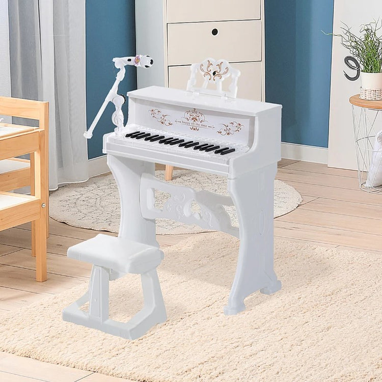 Qaba 37-Key Kids Princess Piano Keyboard with Stool, MP3, Record, Light & Mic