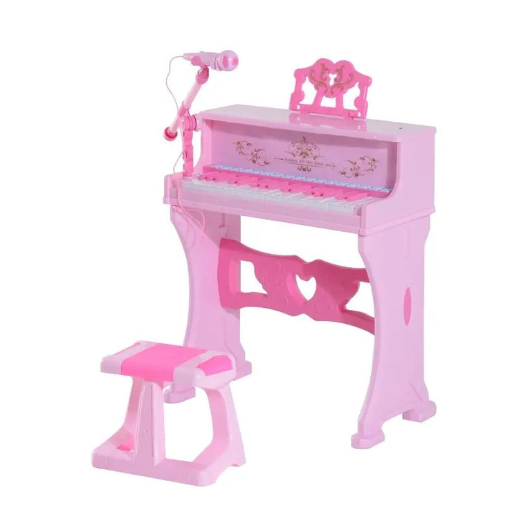 Qaba 37-Key Kids Princess Piano Keyboard with Stool, MP3, Record, Light & Mic