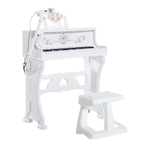 Qaba 37-Key Kids Princess Piano Keyboard with Stool, MP3, Record, Light & Mic