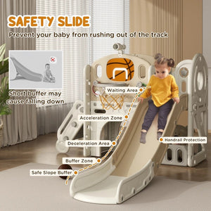 Qaba 7-in-1 Toddler Slide for Kids Ages 1-6 with Ring Toss, Basketball Hoop, Climber, Storage