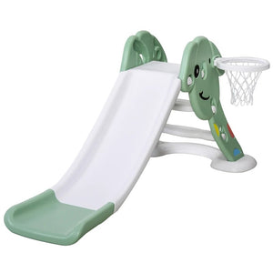 Qaba Indoor & Outdoor Toddler Slide Climber with Basketball Hoop, Ball & Inflator