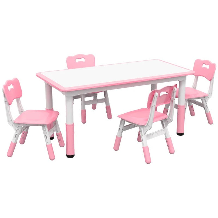 Qaba Kids Table and Chair Set, 5-Piece Adjustable Height Toddler Set for Ages 1.5-5