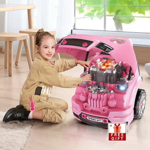 Pink Ride-On Truck Engine Toy Set