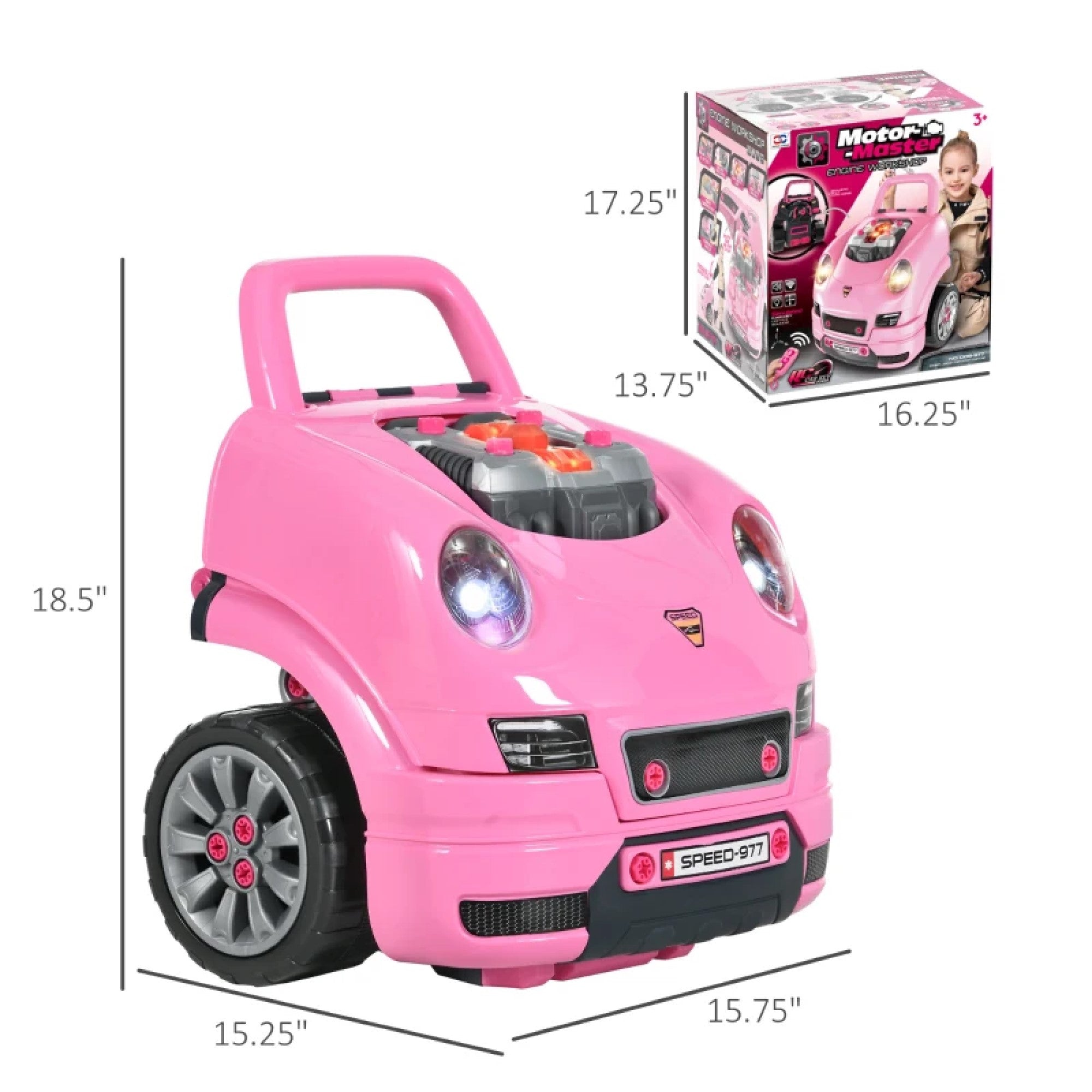 Pink Ride-On Truck Engine Toy Set