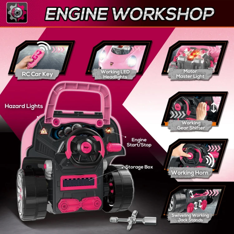 Pink Ride-On Truck Engine Toy Set