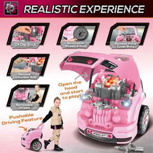 Pink Ride-On Truck Engine Toy Set