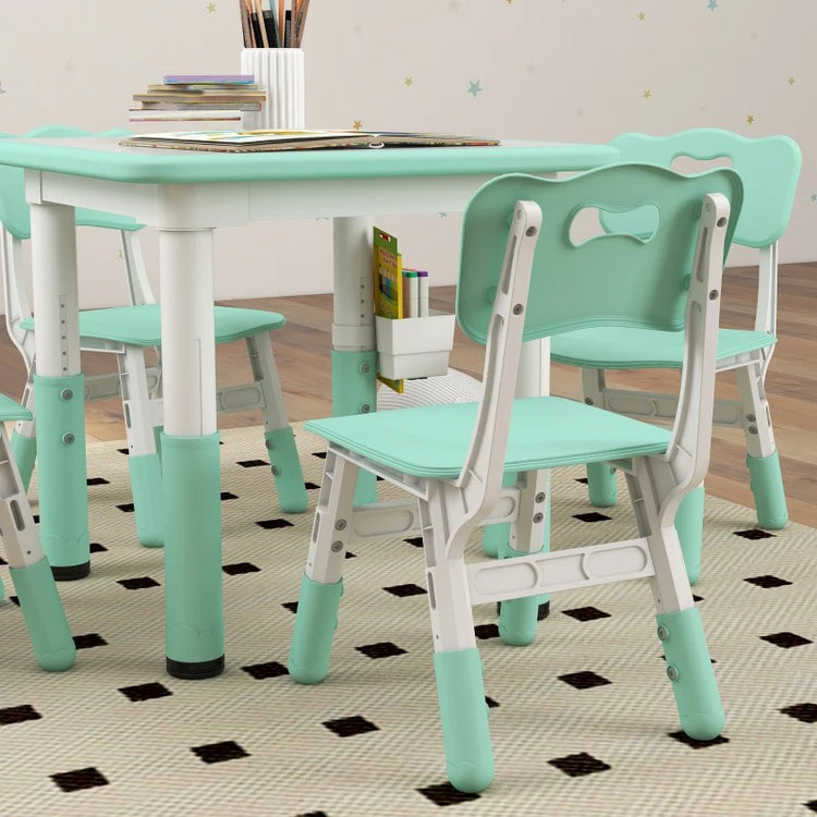 Qaba 5-Piece Adjustable Toddler Table and Chair Set with Storage Box, Green, 18M-5Y