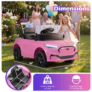 Pink toy car with dimensions and family in the background