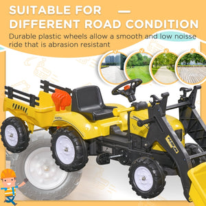 Ride-On Kids Bulldozer/Excavator Toy with Real Working Dirt Bucket