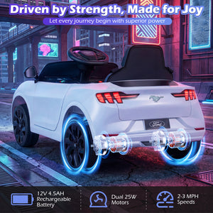 White toy car with glowing wheels on a city street background, featuring Ford branding.