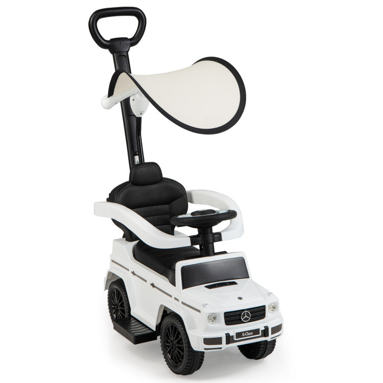 White toy car with black accents on a white background