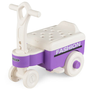 Children's toy with purple and white design on a white background