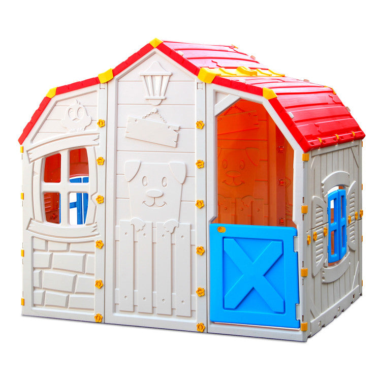 Cottage Kids Playhouse with Working Door & Openable Windows – Outdoor Playhouse