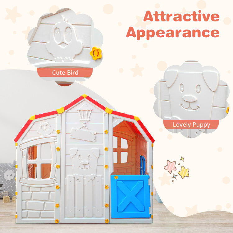 Cottage Kids Playhouse with Working Door & Openable Windows – Outdoor Playhouse