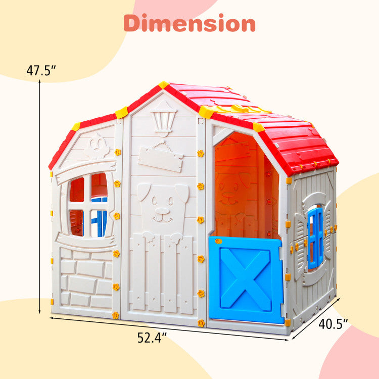 Cottage Kids Playhouse with Working Door & Openable Windows – Outdoor Playhouse