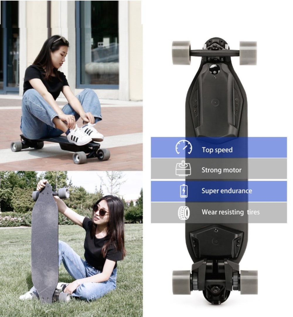 Electric Skateboard 600W dual belt motors with remote control top speed 25MPH, 19 miles range longboard can carry 330 pounds for adults and youth electric ride-on skateboard