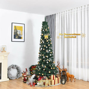 Slim Pencil Artificial Christmas Tree - 5/6/7/8/9 Ft PVC with Sturdy Metal Stand