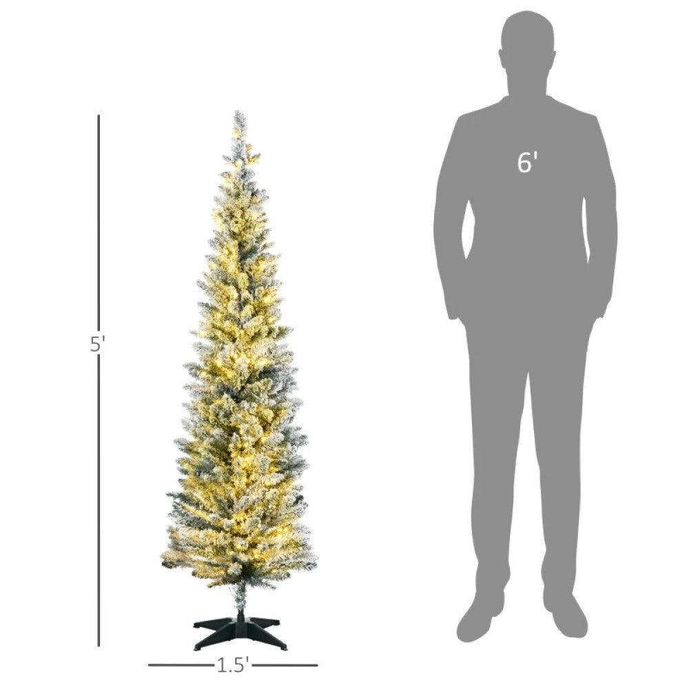 Slim Pencil Christmas Tree - 5ft, 6ft and 7ft Artificial Tree with Warm White LED Lights