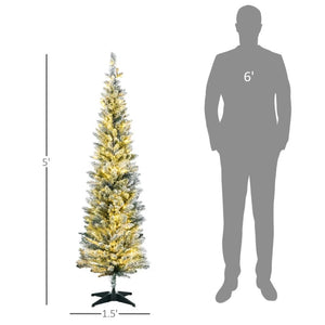 Slim Pencil Christmas Tree - 5ft, 6ft and 7ft Artificial Tree with Warm White LED Lights