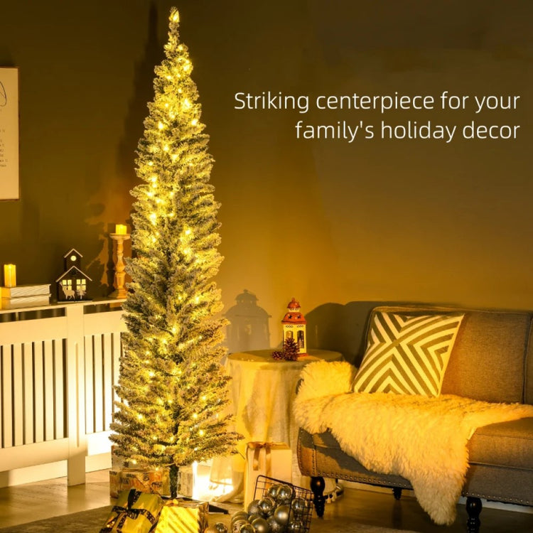 Slim Pencil Christmas Tree - 5ft, 6ft and 7ft Artificial Tree with Warm White LED Lights