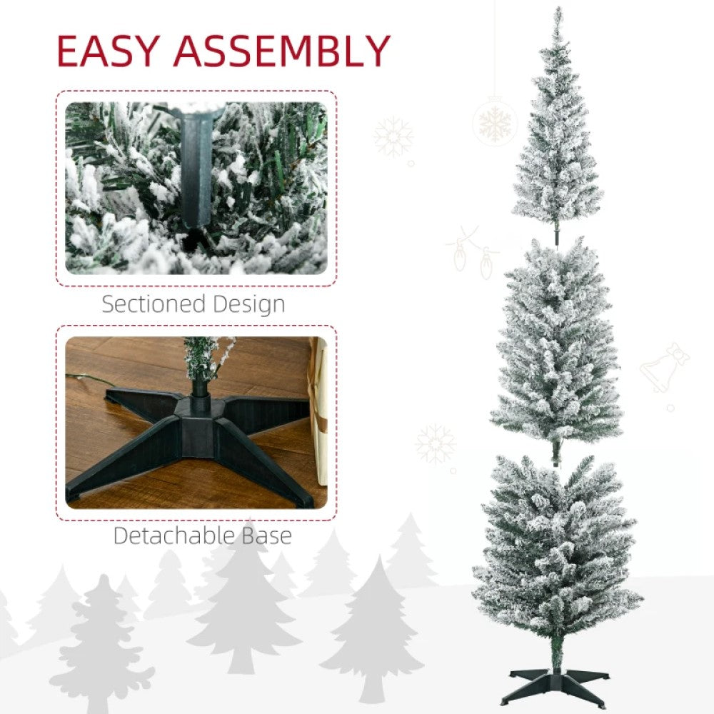 Slim Pencil Christmas Tree - 5ft, 6ft and 7ft Artificial Tree with Warm White LED Lights