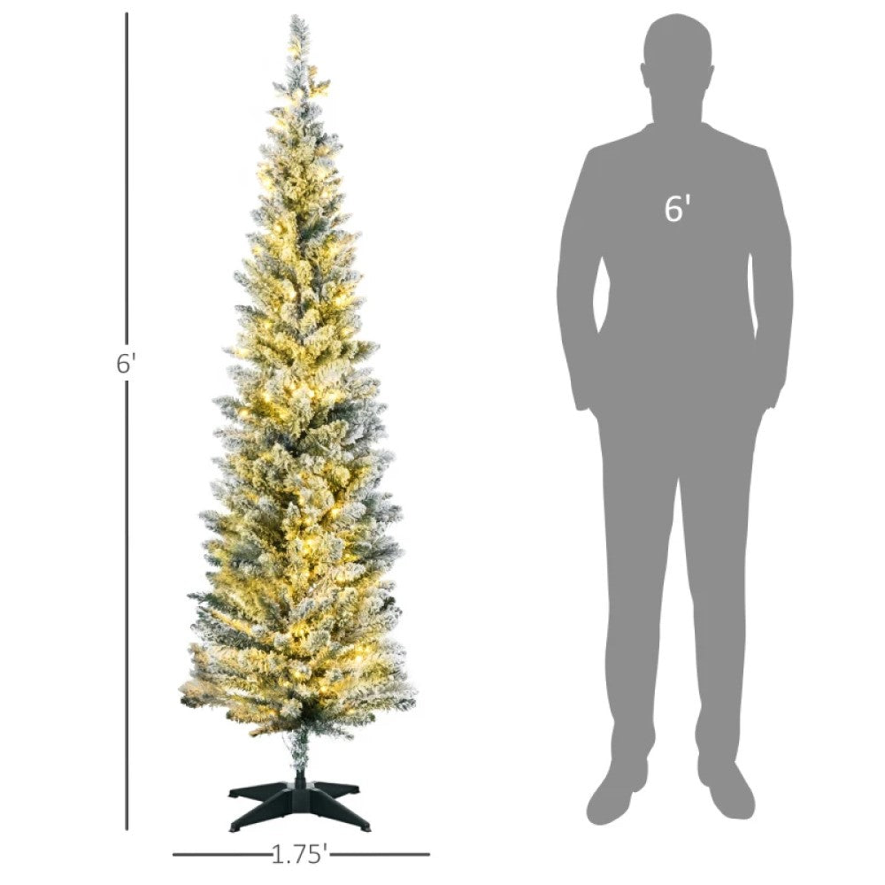 Slim Pencil Christmas Tree - 5ft, 6ft and 7ft Artificial Tree with Warm White LED Lights