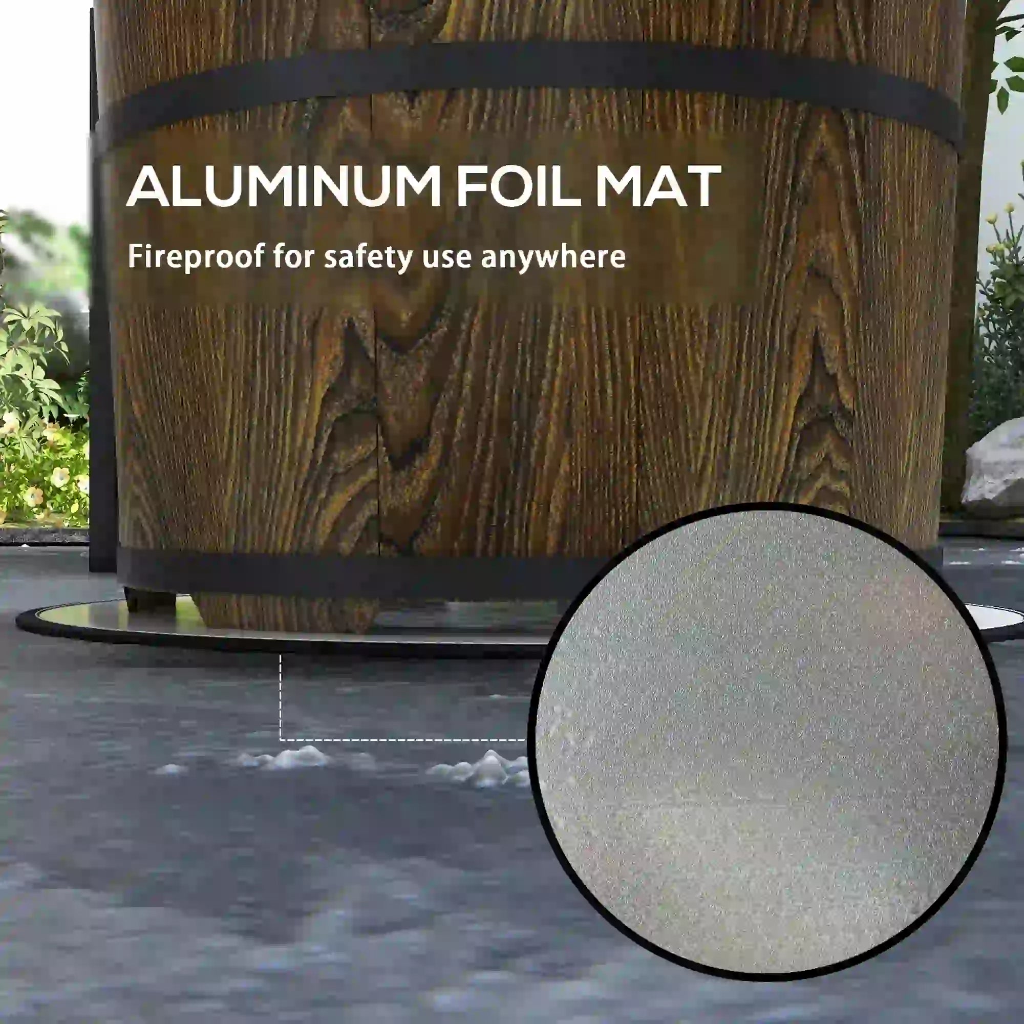 Aluminum foil mat with fireproof feature displayed on a wooden background