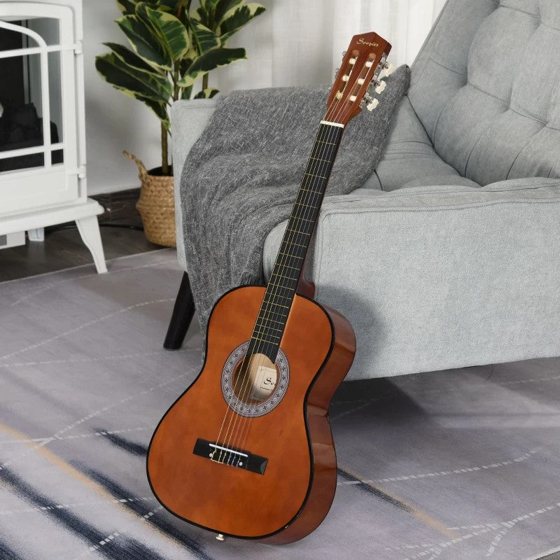 Soozier 36" Classical Guitar Set for Kids with Birch Wood & Storage Bag, Coffee