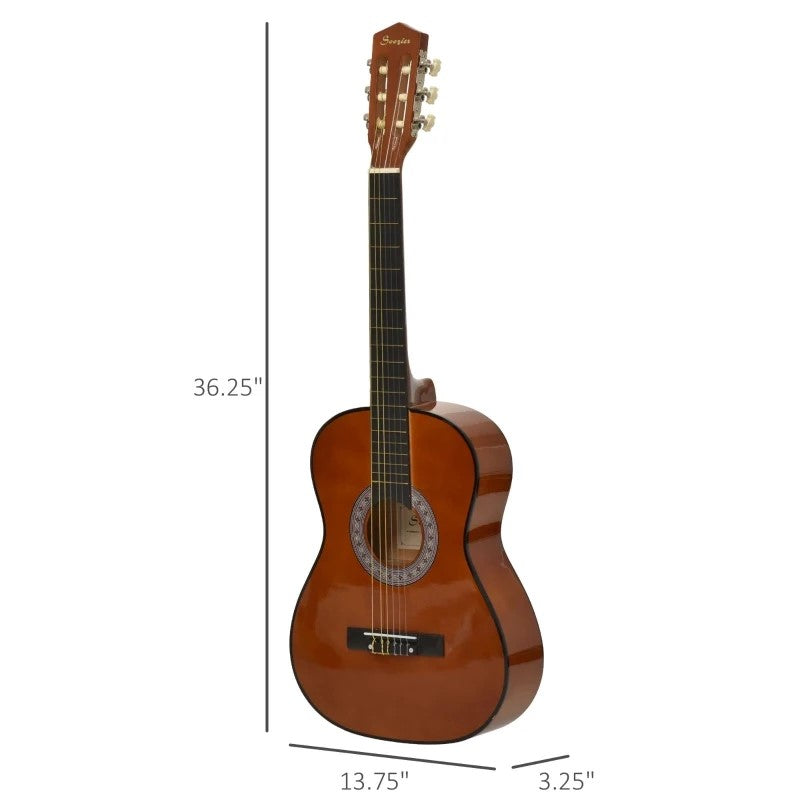 Soozier 36" Classical Guitar Set for Kids with Birch Wood & Storage Bag, Coffee