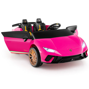 Pink toy car with black interior on a white background