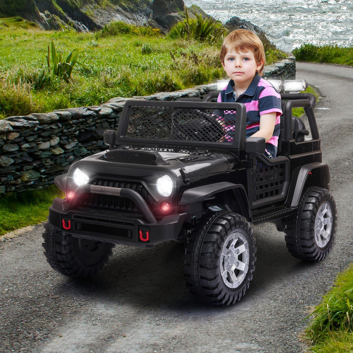 Tobbi 12V Jeep Power Wheels, Electric Ride on Car, Jeep Wrangler Sport ...