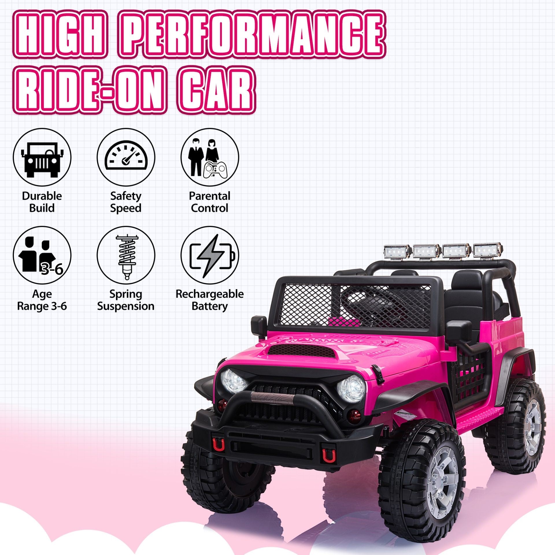 Pink jeep ride on toy