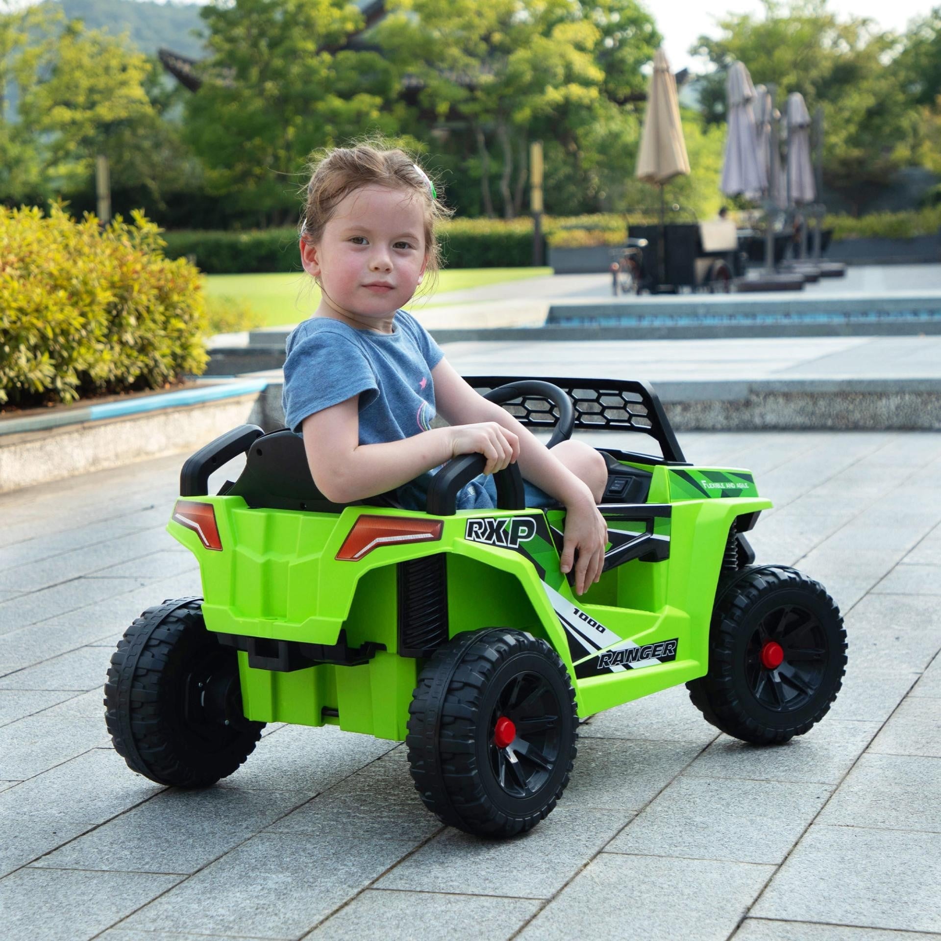 Tobbi 12V Kids Ride-on Car Toy Electric Off-Road UTV Truck Battery Powered, Squirrel Series - Ride on Electric Car, Sport Car Power Wheels Green