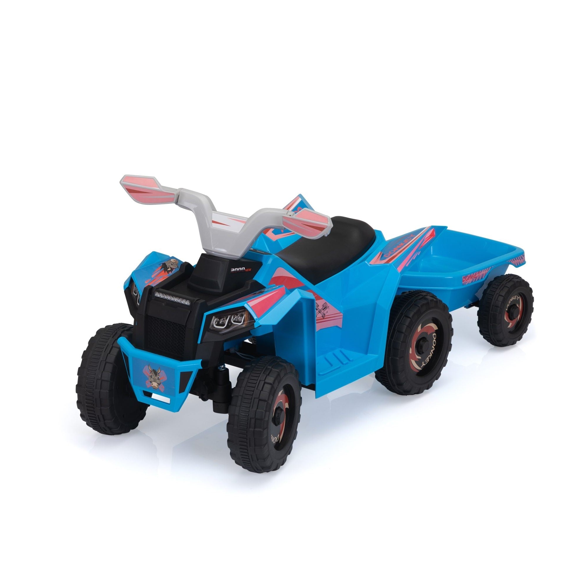 Tobbi 6V Electric Kids Ride On ATV with Trailer, Battery Powered 4 Wheeler Quad Toy Car, Wild Ass - Children's toy ATV, Toys ride on Light Blue