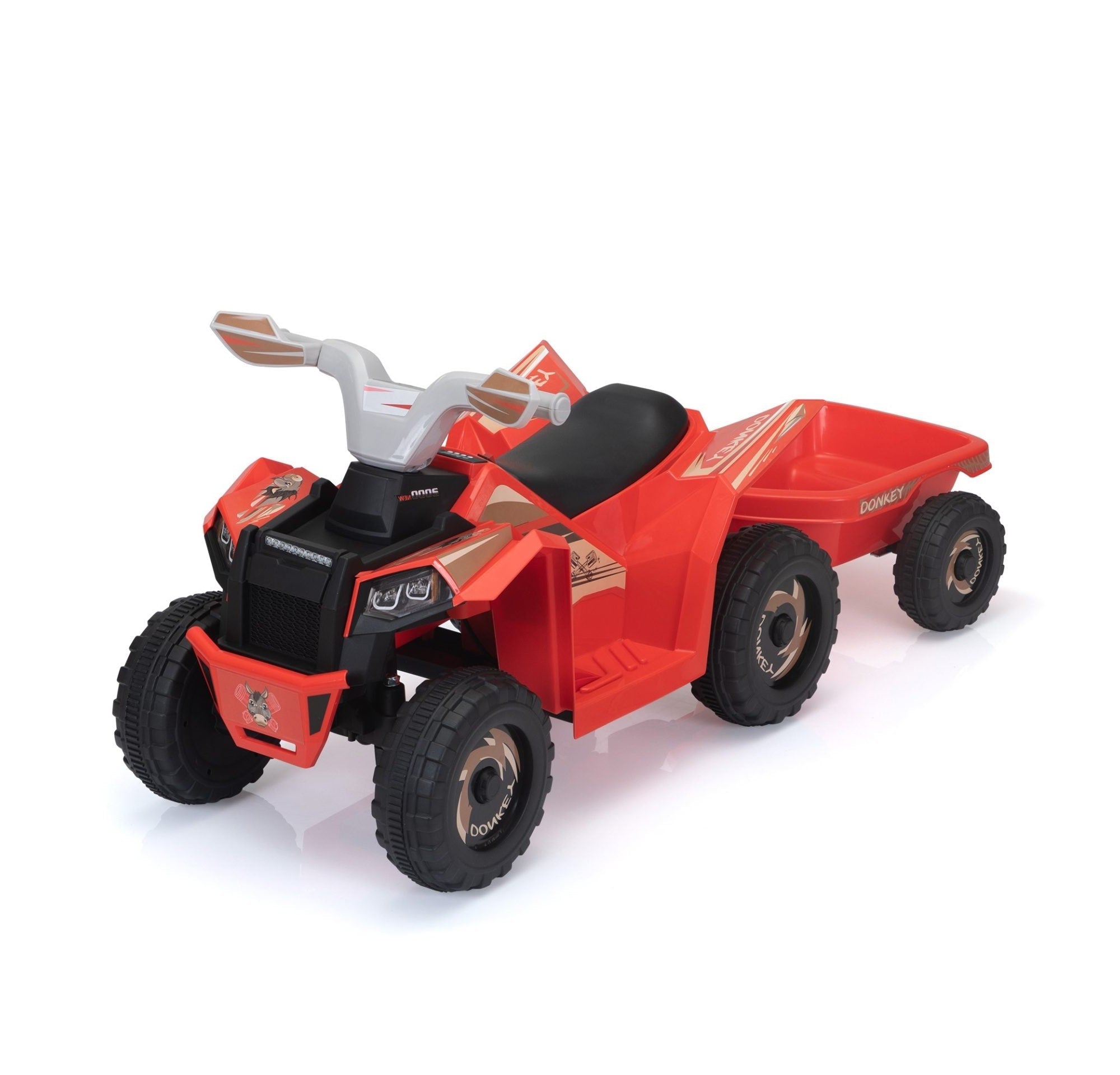 Tobbi 6V Electric Kids Ride On ATV with Trailer, Battery Powered 4 Wheeler Quad Toy Car, Wild Ass - Children's toy ATV, Toys ride on Red