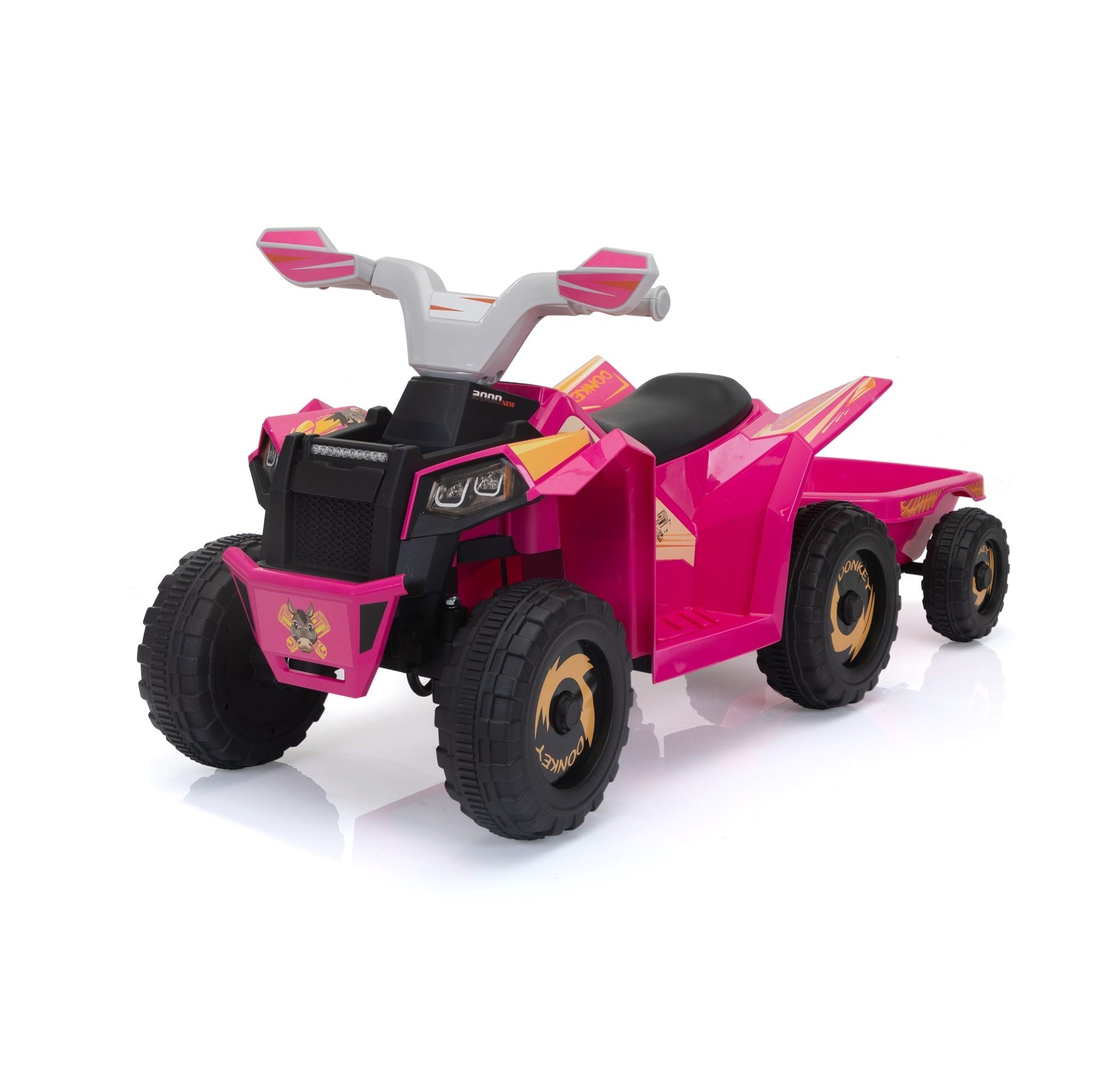 Tobbi 6V Electric Kids Ride On ATV with Trailer, Battery Powered 4 Wheeler Quad Toy Car, Wild Ass - Children's toy ATV, Toys ride on Rose Red