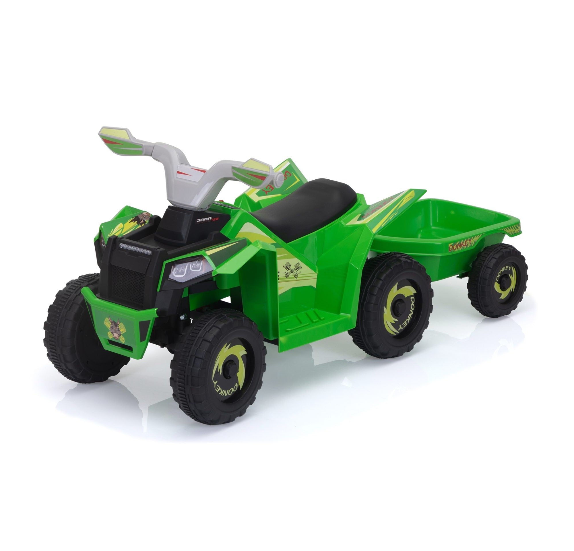 Tobbi 6V Electric Kids Ride On ATV with Trailer, Battery Powered 4 Wheeler Quad Toy Car, Wild Ass - Children's toy ATV, Toys ride on Green