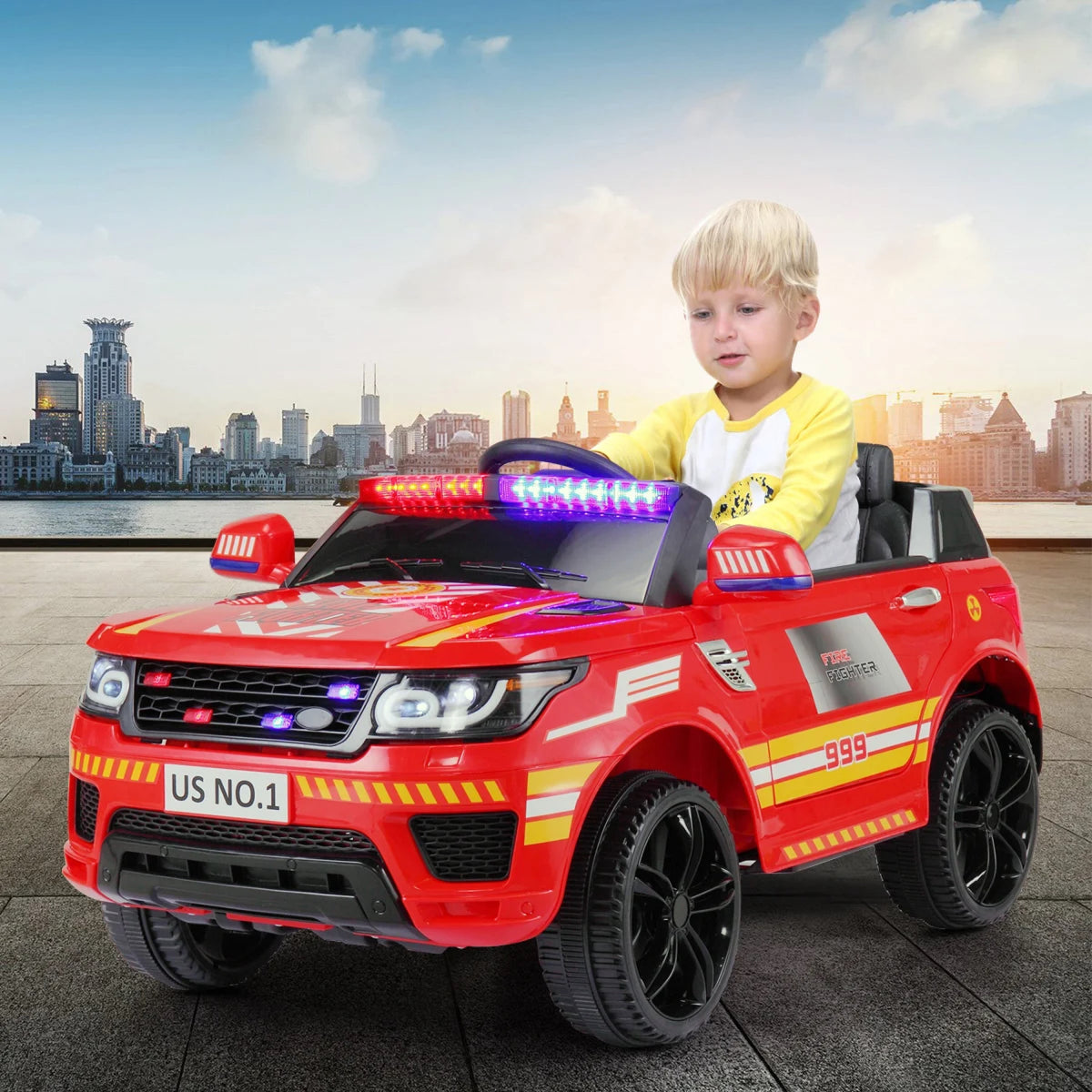 Tobbi Police Car Ride-On Toy 12V Electric Power Wheels Jeep Ride-On Cop ...