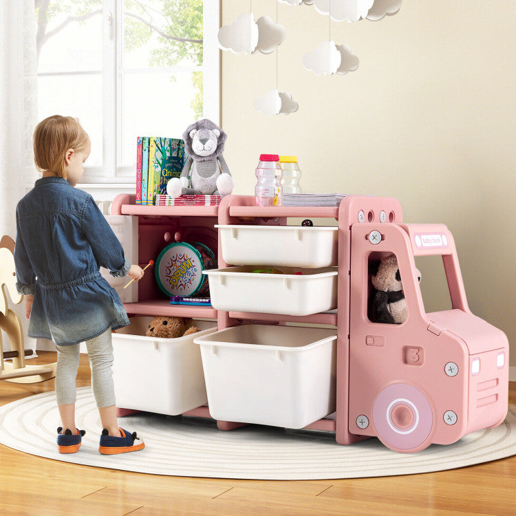 Toddler Truck Storage Organizer with Plastic Bins – Fun and Functional Toy Storage