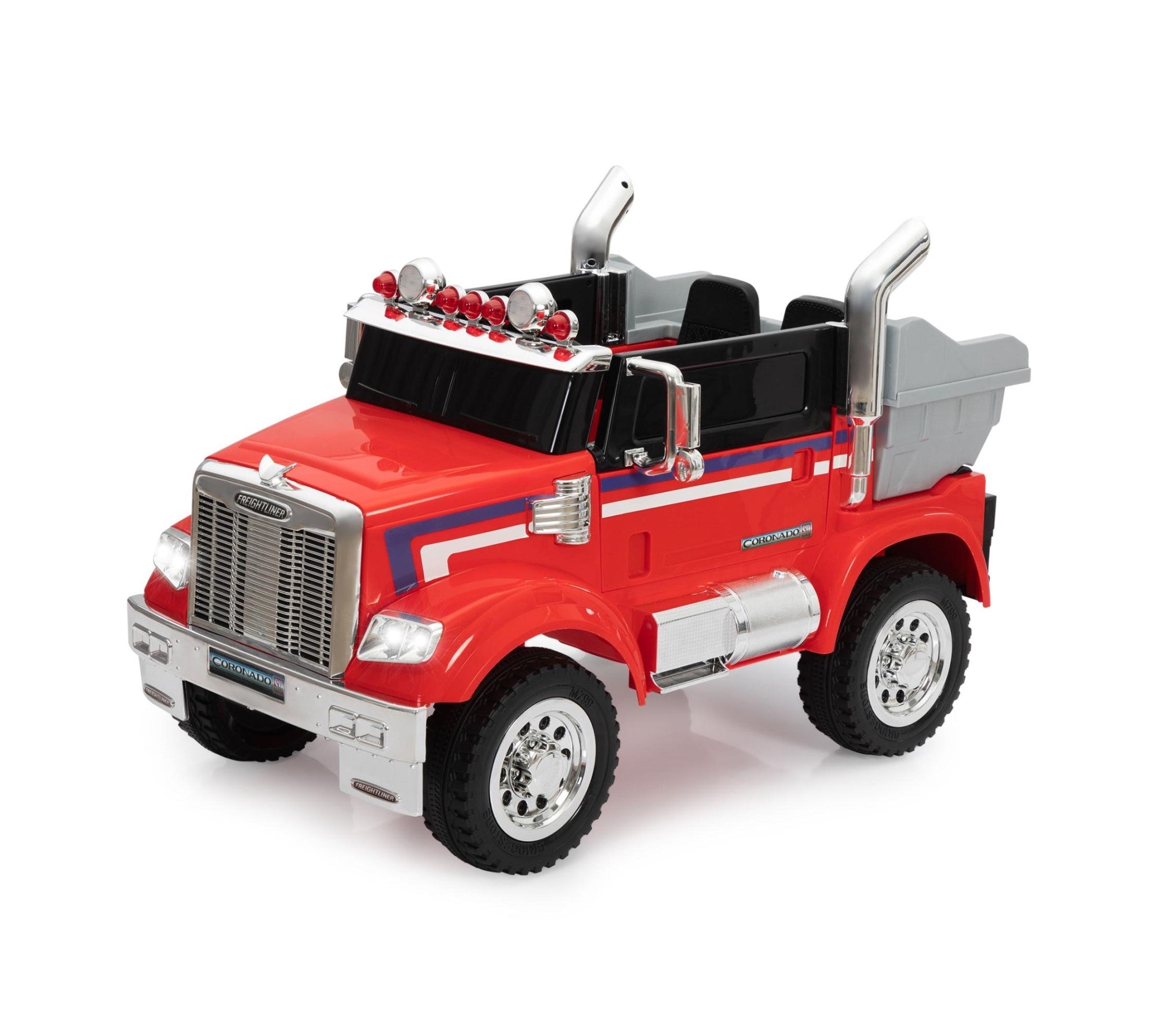 Tobbi 12V Toy Electric Licensed Freightliner, Kids Ride On Toy Car Battery Powered Dump Truck Tractor with Remote Control - Kids Electric Truck, Children's Toy Truck Red