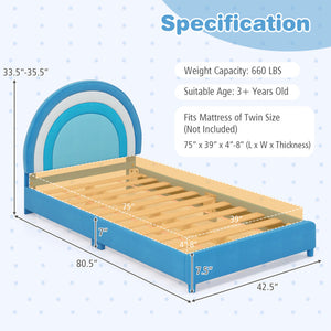 Twin Bed Frame with Adjustable Headboard, Sturdy Wooden Slats, and Durable Construction