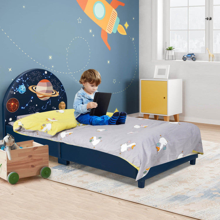 Twin Size Upholstered Platform Bed for Children – Stylish and Durable Single Bed