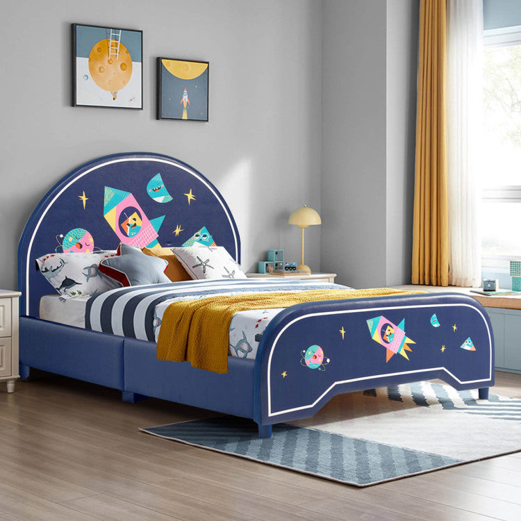 Twin Size Upholstered Platform Bed for Children – Stylish and Durable Single Bed