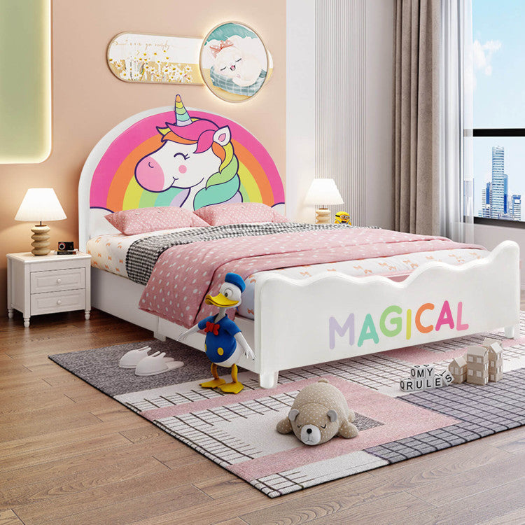 Twin Size Upholstered Platform Bed for Kids – Stylish and Durable Children's Single Bed